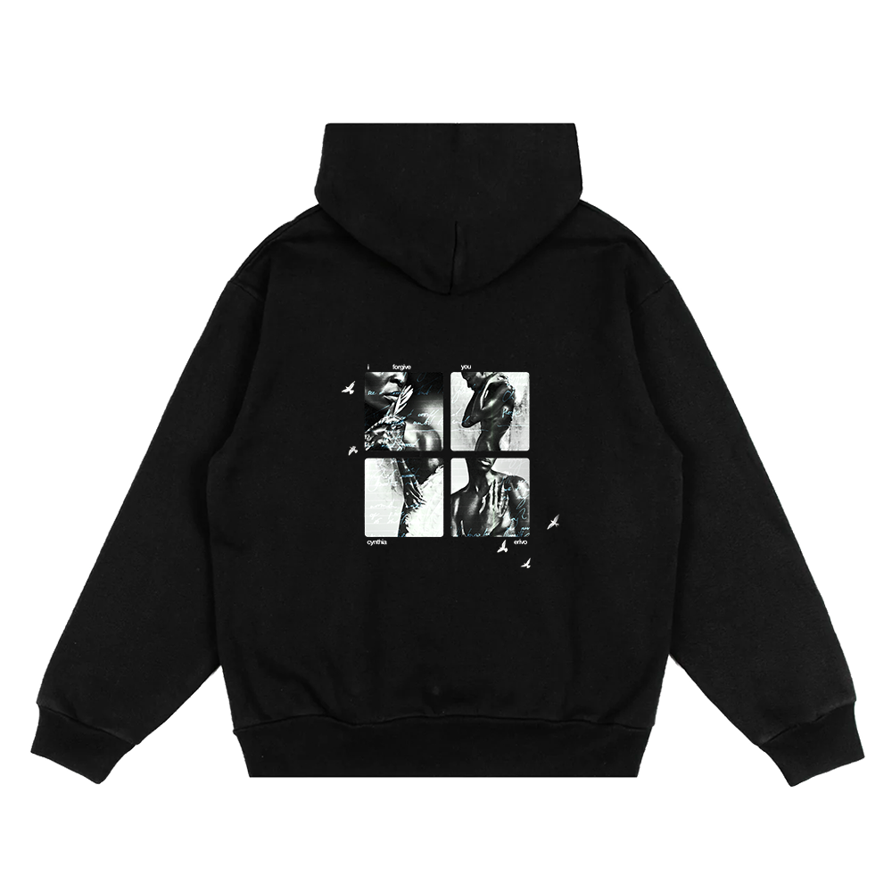 I Forgive You Script Black Hoodie Back
